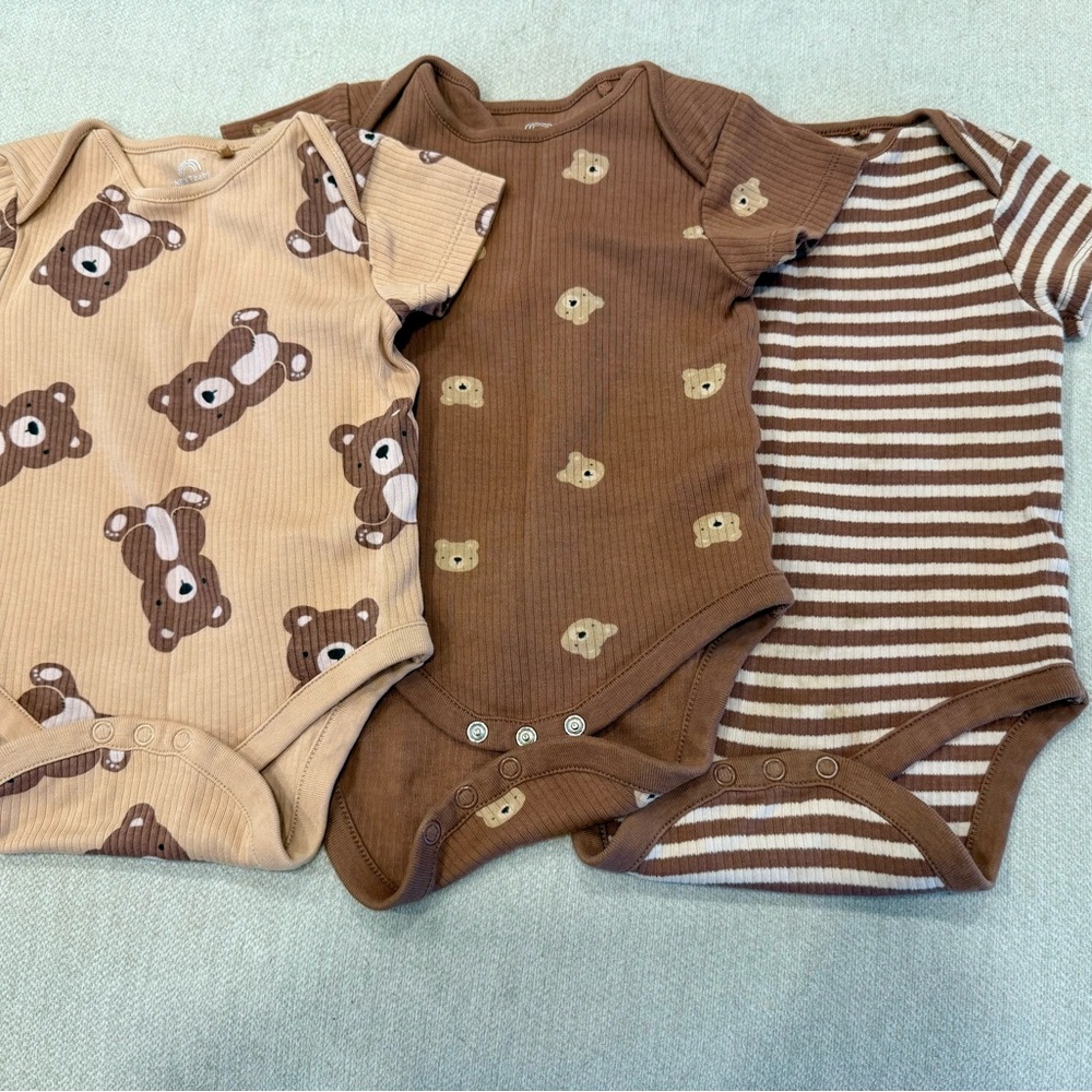 Next Brown and Tan Bear Print Bodysuit Set